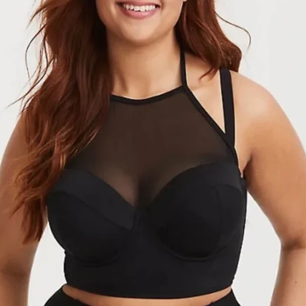 NWT TORRID Vixen Collection Push-Up High Neck Bikini Top SZ 1X in Black